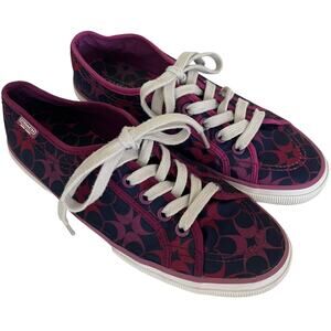 Coach 'Kalyn' Women's 7.5B Pink Blue Monogram Lace Up Sneaker Athletic Shoe